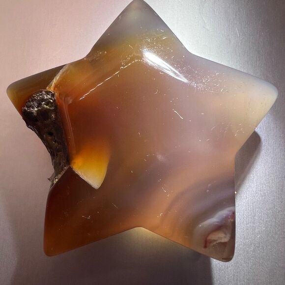 Brown Agate Star Carving - Picture 8 of 11